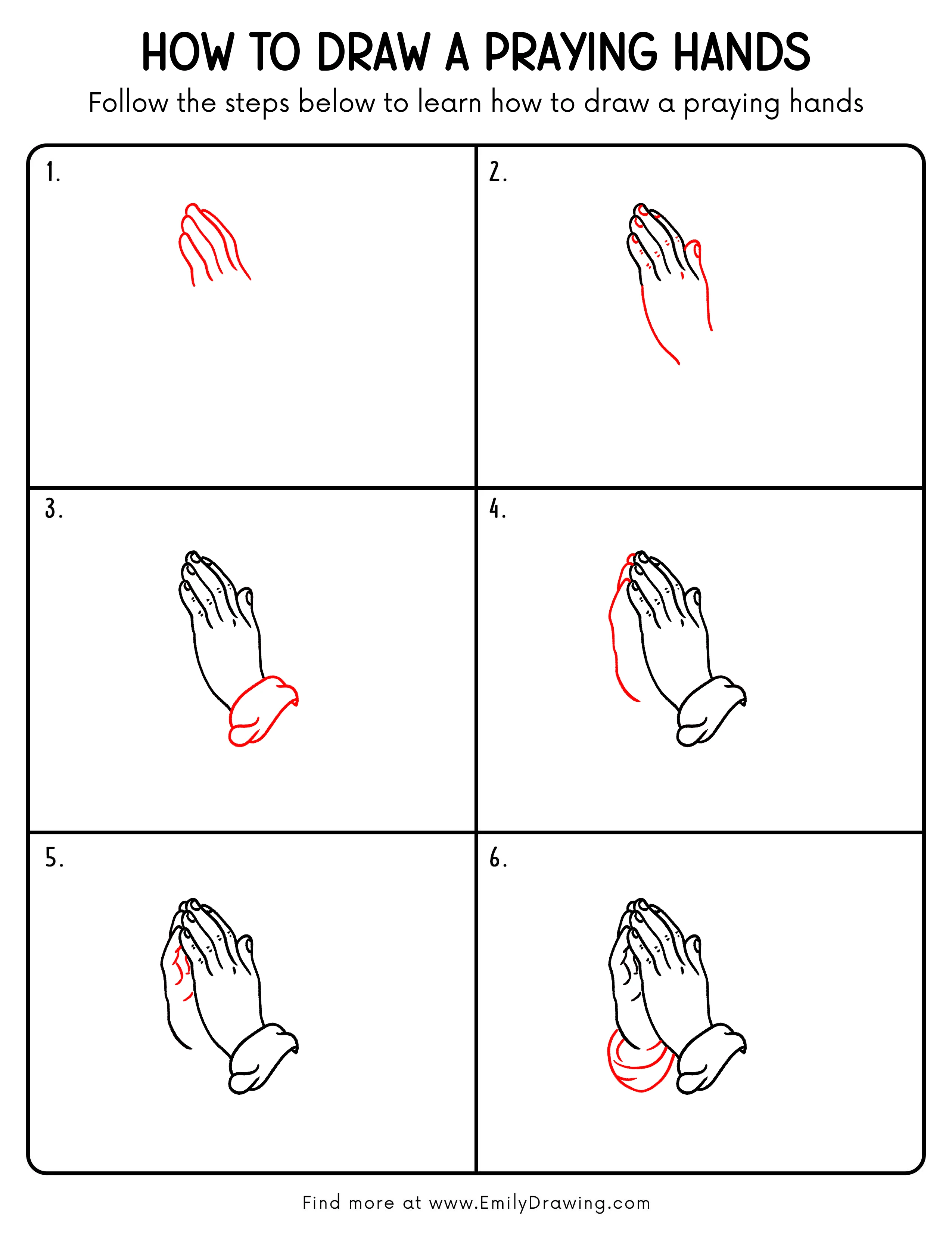 Printable Praying Hands Drawing Guide